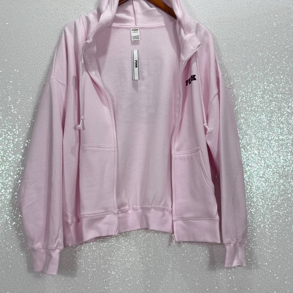 Pink ivy Fleece Campus Full -Zip Hoodie, pink tulip Size Large - Picture 3 of 16